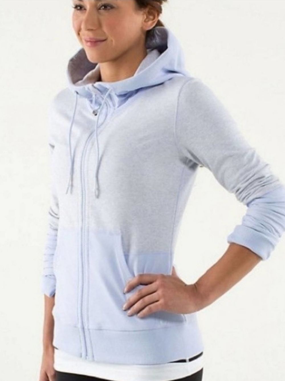 lululemon athletica Lululemon Voyage Hoodie- Size 12- Light Blue & Grey